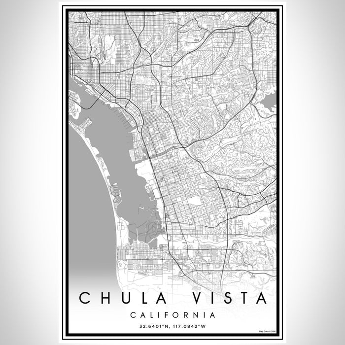 Chula Vista California Map Print Portrait Orientation in Classic Style With Shaded Background