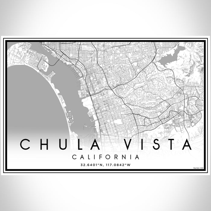 Chula Vista California Map Print Landscape Orientation in Classic Style With Shaded Background