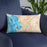Custom Chula Vista California Map Throw Pillow in Watercolor on Blue Colored Chair