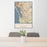 24x36 Chula Vista California Map Print Portrait Orientation in Woodblock Style Behind 2 Chairs Table and Potted Plant