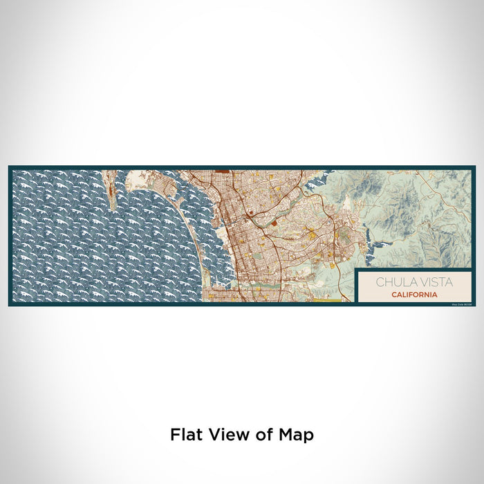 Flat View of Map Custom Chula Vista California Map Enamel Mug in Woodblock