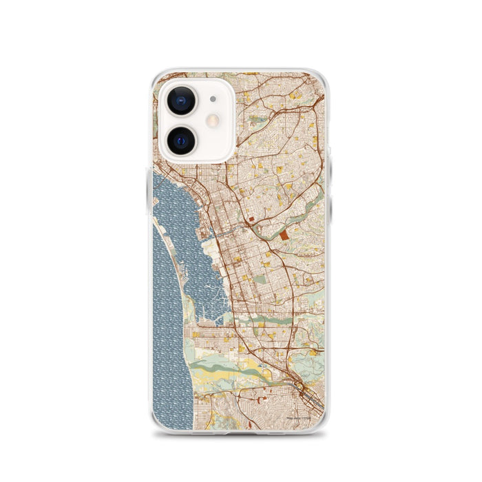Custom Chula Vista California Map iPhone 12 Phone Case in Woodblock