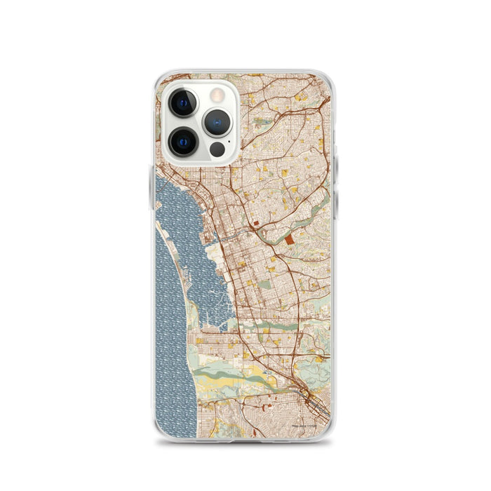Custom Chula Vista California Map iPhone 12 Pro Phone Case in Woodblock