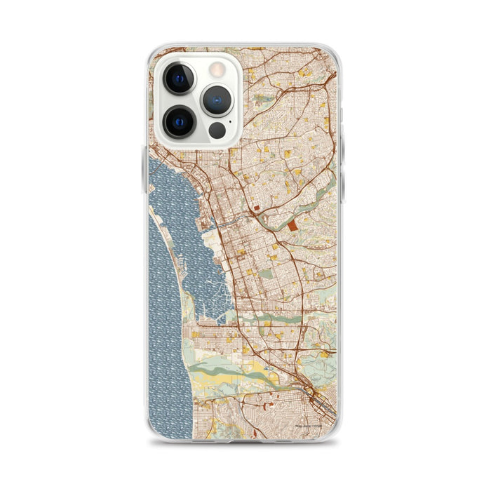 Custom Chula Vista California Map iPhone 12 Pro Max Phone Case in Woodblock