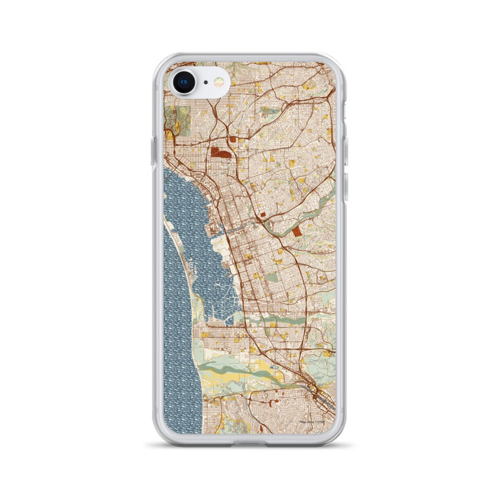 Custom Chula Vista California Map iPhone SE Phone Case in Woodblock