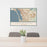 24x36 Chula Vista California Map Print Landscape Orientation in Woodblock Style Behind 2 Chairs Table and Potted Plant