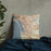 Custom Chula Vista California Map Throw Pillow in Woodblock on Bedding Against Wall