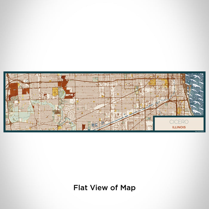 Flat View of Map Custom Cicero Illinois Map Enamel Mug in Woodblock