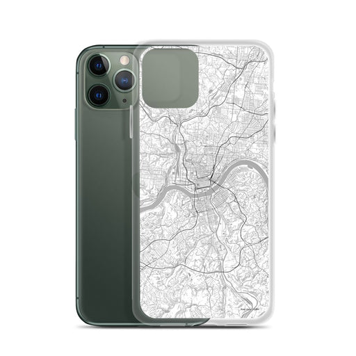 Custom Cincinnati Ohio Map Phone Case in Classic on Table with Laptop and Plant