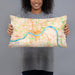 Person holding 20x12 Custom Cincinnati Ohio Map Throw Pillow in Watercolor