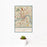 12x18 Cincinnati Ohio Map Print Portrait Orientation in Woodblock Style With Small Cactus Plant in White Planter