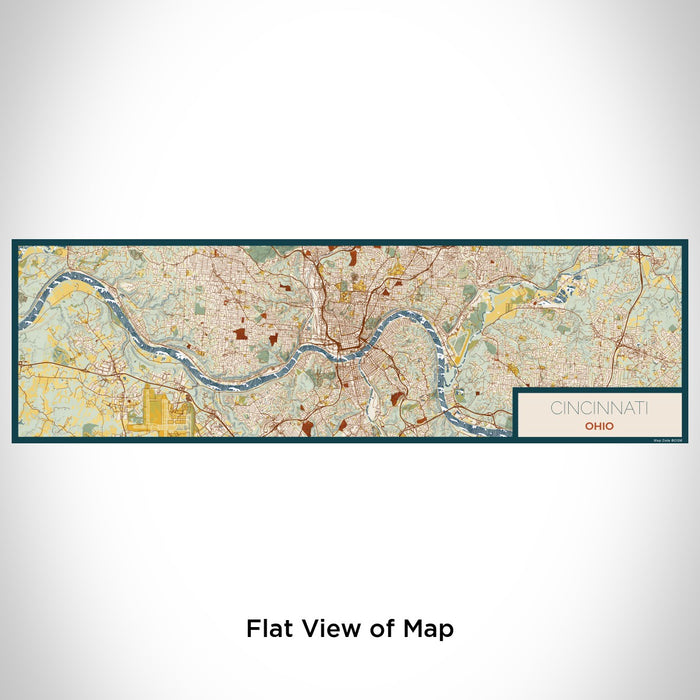 Flat View of Map Custom Cincinnati Ohio Map Enamel Mug in Woodblock