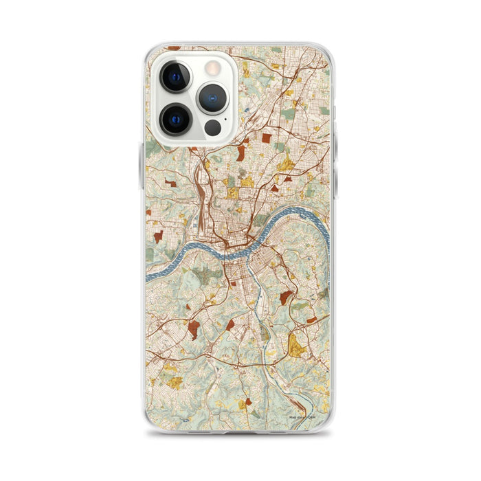 Custom Cincinnati Ohio Map iPhone 12 Pro Max Phone Case in Woodblock