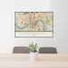 24x36 Cincinnati Ohio Map Print Landscape Orientation in Woodblock Style Behind 2 Chairs Table and Potted Plant