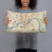 Person holding 20x12 Custom Cincinnati Ohio Map Throw Pillow in Woodblock