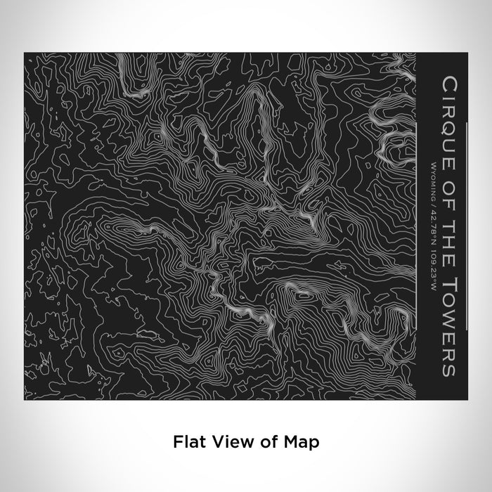 Rendered View of Cirque of the Towers Wyoming Map Engraving on 20oz Stainless Steel Insulated Bottle with Bamboo Top in Black