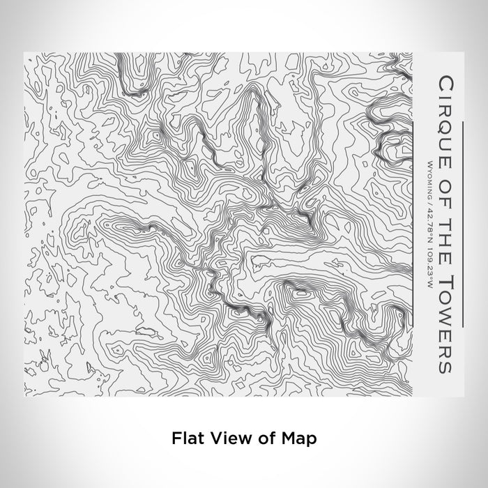 Rendered View of Cirque of the Towers Wyoming Map Engraving on 20oz Stainless Steel Insulated Bottle with Bamboo Top in White