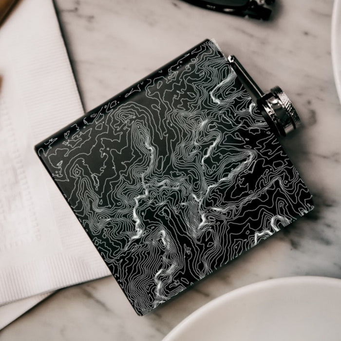 Cirque of the Towers Wyoming Custom Engraved City Map Inscription Coordinates on 6oz Stainless Steel Flask in Black