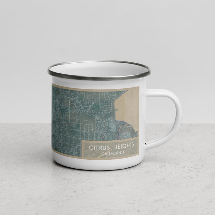 Right View Custom Citrus Heights California Map Enamel Mug in Afternoon