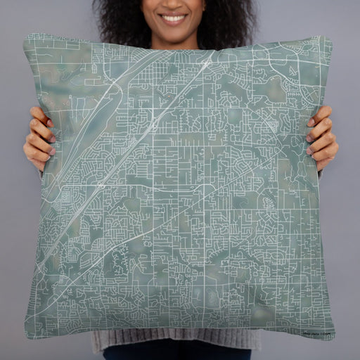 Person holding 22x22 Custom Citrus Heights California Map Throw Pillow in Afternoon