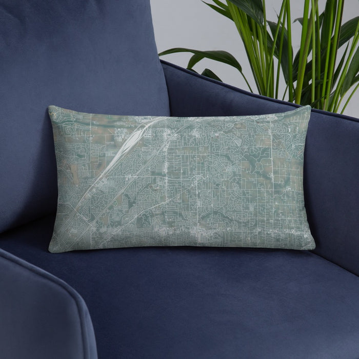 Custom Citrus Heights California Map Throw Pillow in Afternoon on Blue Colored Chair