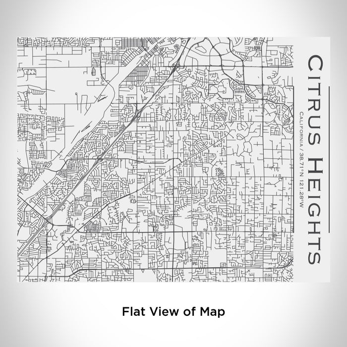 Rendered View of Citrus Heights California Map Engraving on 20oz Stainless Steel Insulated Bottle with Bamboo Top in White