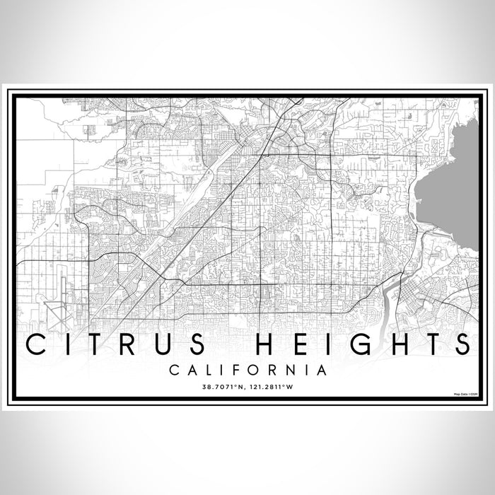 Citrus Heights California Map Print Landscape Orientation in Classic Style With Shaded Background