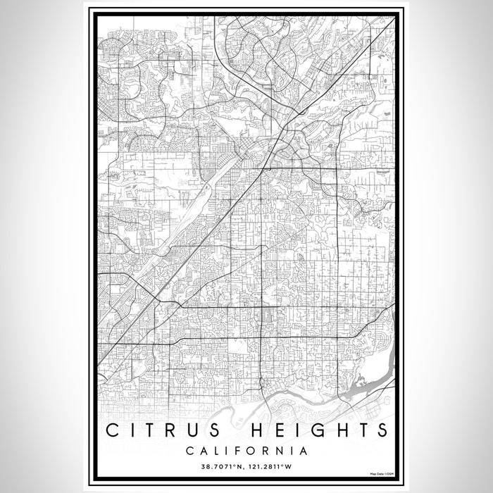 Citrus Heights California Map Print Portrait Orientation in Classic Style With Shaded Background