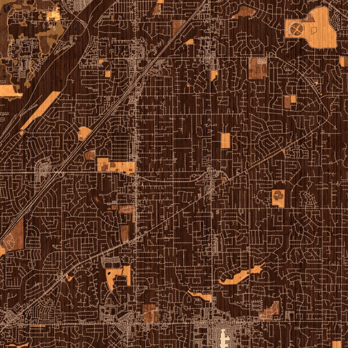 Citrus Heights California Map Print in Ember Style Zoomed In Close Up Showing Details