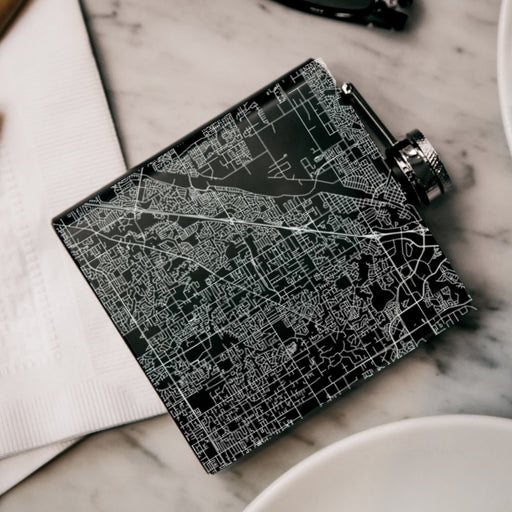 Citrus Heights California Custom Engraved City Map Inscription Coordinates on 6oz Stainless Steel Flask in Black