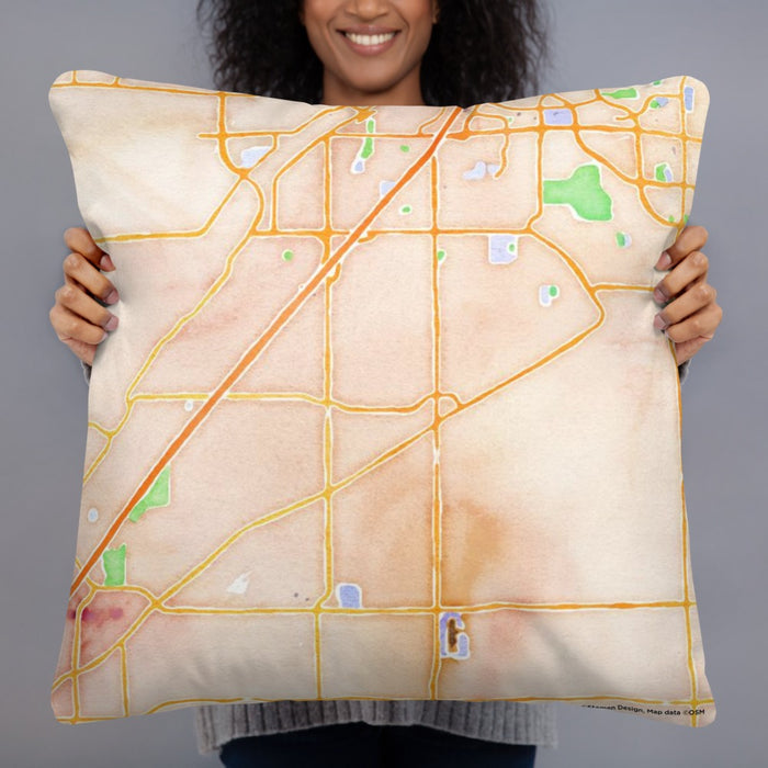 Person holding 22x22 Custom Citrus Heights California Map Throw Pillow in Watercolor