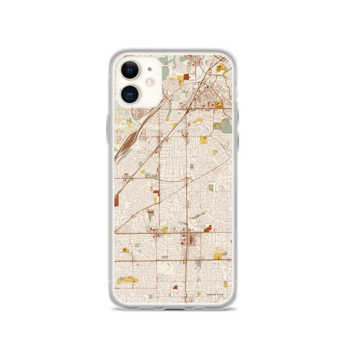 Custom iPhone 11 Citrus Heights California Map Phone Case in Woodblock