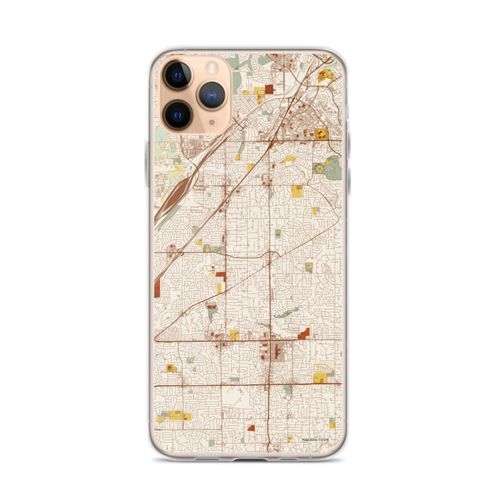 Custom iPhone 11 Pro Max Citrus Heights California Map Phone Case in Woodblock