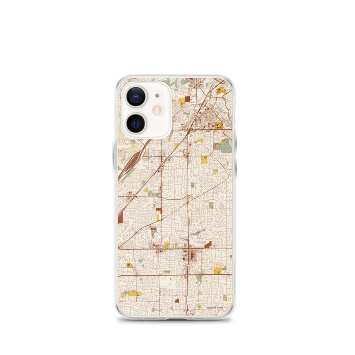 Custom iPhone 12 mini Citrus Heights California Map Phone Case in Woodblock