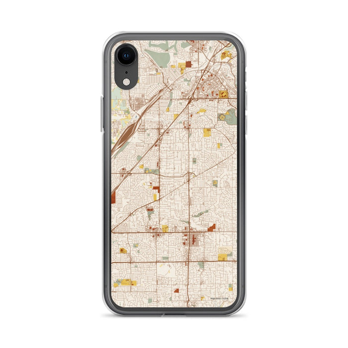 Custom iPhone XR Citrus Heights California Map Phone Case in Woodblock