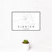12x18 Clanton Alabama Map Print Landscape Orientation in Classic Style With Small Cactus Plant in White Planter