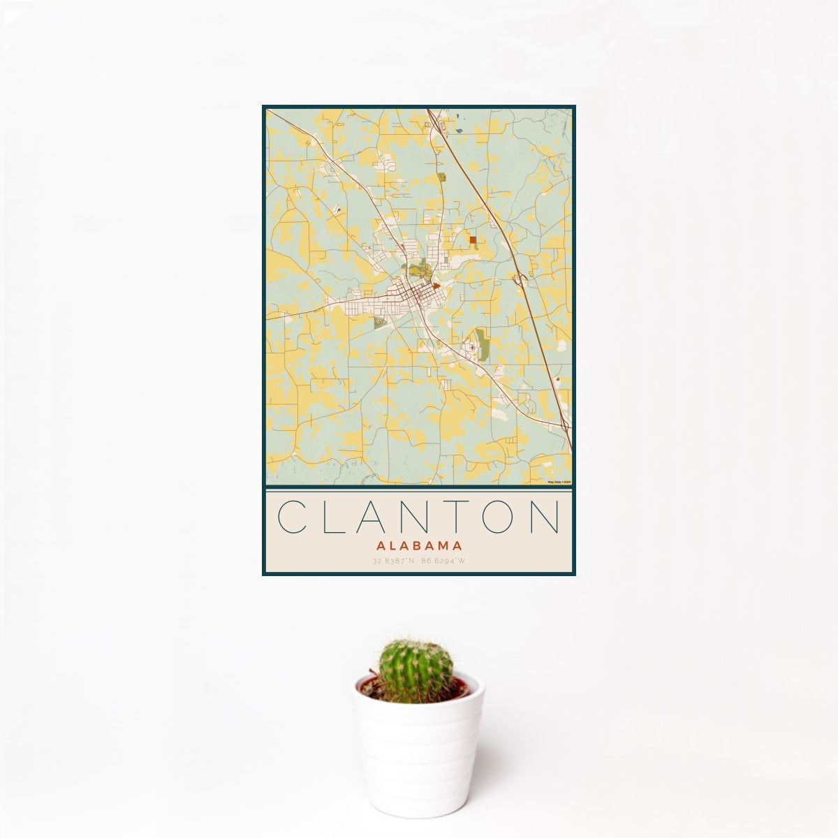 Clanton Alabama Map Print in Woodblock — JACE Maps