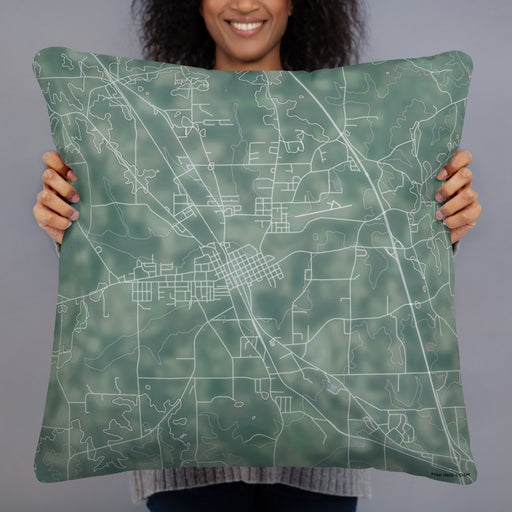 Person holding 22x22 Custom Clanton Alabama Map Throw Pillow in Afternoon