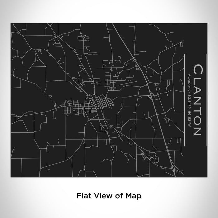 Rendered View of Clanton Alabama Map Engraving on 20oz Stainless Steel Insulated Bottle with Bamboo Top in Black