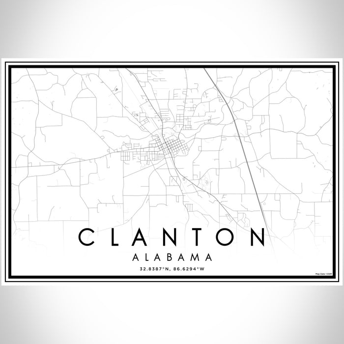 Clanton Alabama Map Print Landscape Orientation in Classic Style With Shaded Background