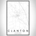 Clanton Alabama Map Print Portrait Orientation in Classic Style With Shaded Background