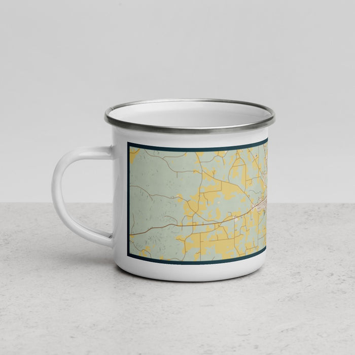 Left View Custom Clanton Alabama Map Enamel Mug in Woodblock