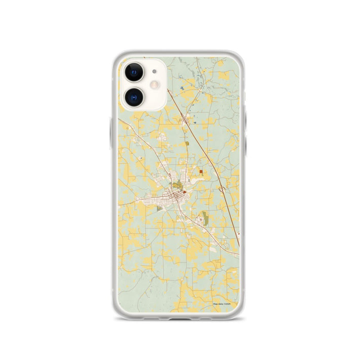 Custom iPhone 11 Clanton Alabama Map Phone Case in Woodblock