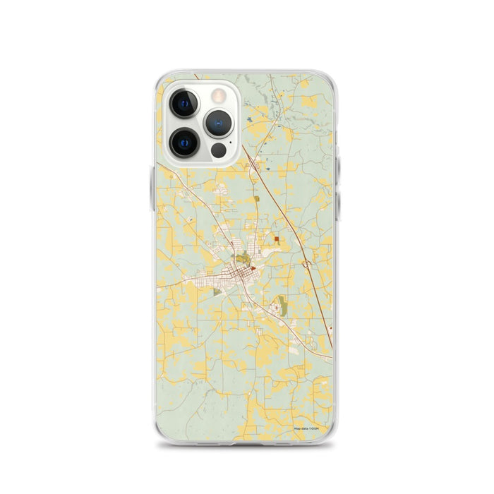 Custom iPhone 12 Pro Clanton Alabama Map Phone Case in Woodblock
