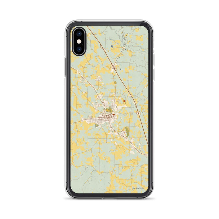 Custom iPhone XS Max Clanton Alabama Map Phone Case in Woodblock