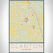 Clanton Alabama Map Print Portrait Orientation in Woodblock Style With Shaded Background