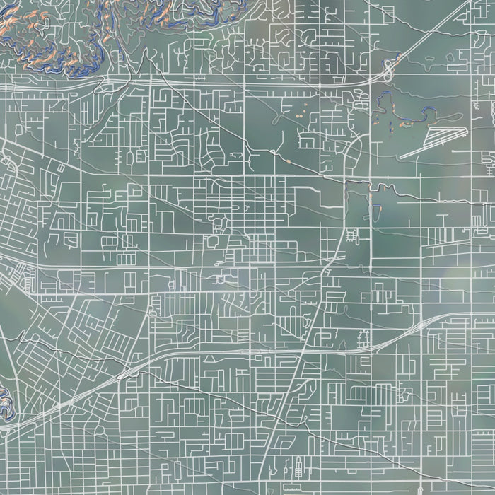 Claremont California Map Print in Afternoon Style Zoomed In Close Up Showing Details