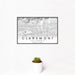 12x18 Claremont California Map Print Landscape Orientation in Classic Style With Small Cactus Plant in White Planter