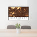 24x36 Claremont California Map Print Landscape Orientation in Ember Style Behind 2 Chairs Table and Potted Plant