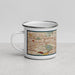 Left View Custom Claremont California Map Enamel Mug in Woodblock